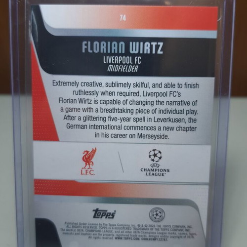 Topps Carnaval 2025-26 Florian Wirtz Liverpool numbered card 05/50 like new