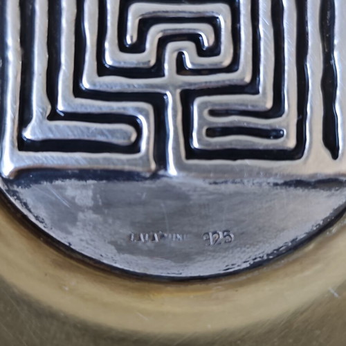 Lalaounis decorative plate used, brass and 925 silver, 12 cm