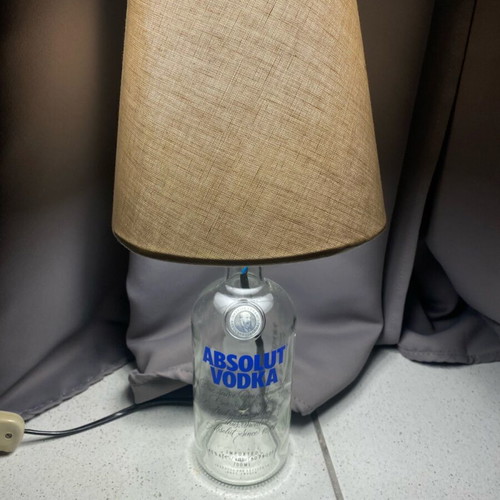 Handmade lamp with Absolut Vodka bottle base like new