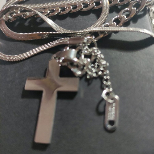 Double necklace with cross new, titanium stainless steel