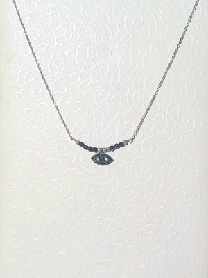 Silver necklace with black zircon eye pendant like new