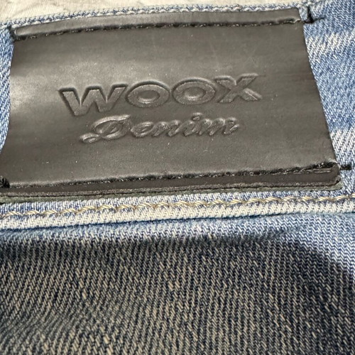 Jeans like new blue color with bows, size S/M
