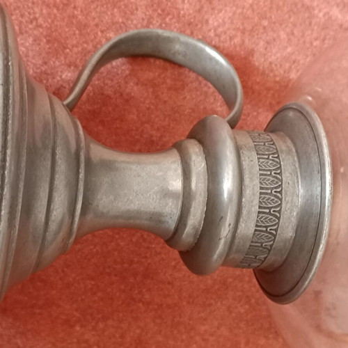 Vintage candle holder with pewter base from France, like new