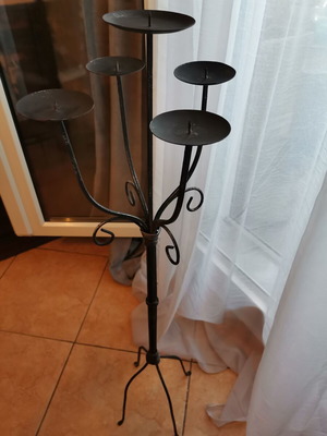 Iron floor candlestick used, one meter height