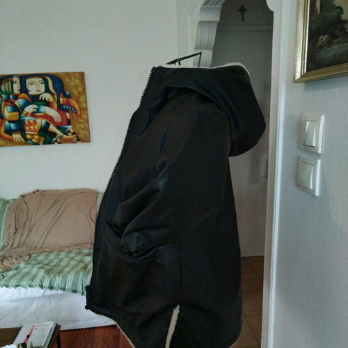 Zara kids jacket like new, black leatherette with synthetic fur