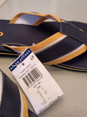 Ralph Lauren flip flops blue and yellow, new size 41