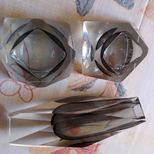 Vintage Murano Sommerso set 3 pieces by Flavio Poli Mandruzzato, like new