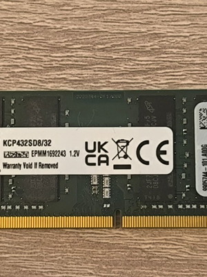 Kingston DDR4 32GB 3200MHz SO-DIMM memory like new