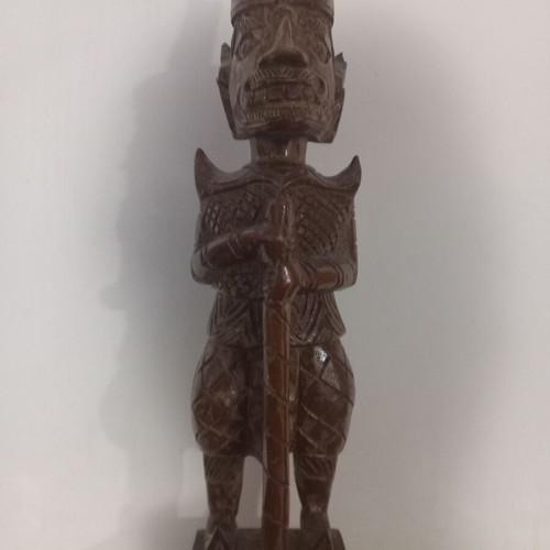 Wooden Buddhist Statue Temple Guard used, teak wood 42cm