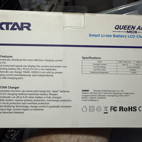 XTAR Queen ANT MC6 charger 6-slot, new in box