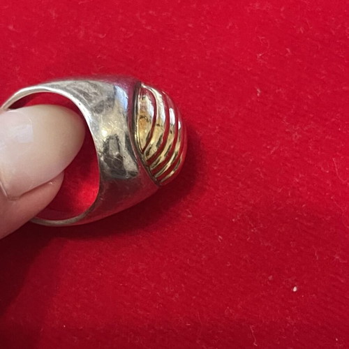 925 silver gold ring size 62, 18k gold top