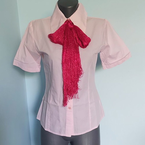 Set of 2 women's cotton shirts, fitted silhouette, pink and dark blue