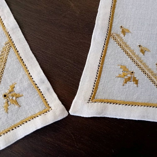Package of four small handmade Karsanika embroideries like new