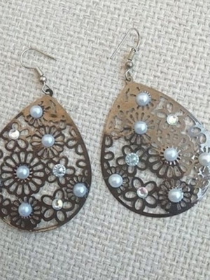 Metal earrings handmade with pearls made to order