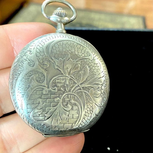 Silver pocket watch used, 50mm diameter, from 1900