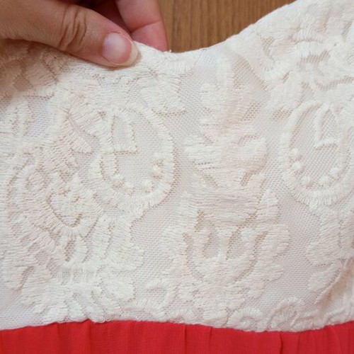 Le Vertige mini dress coral with ecru lace like new, size 3
