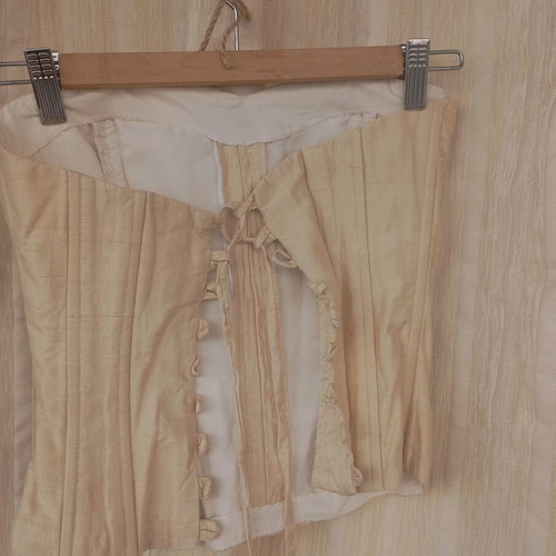 Formal set with corset and maxi skirt used, white and beige