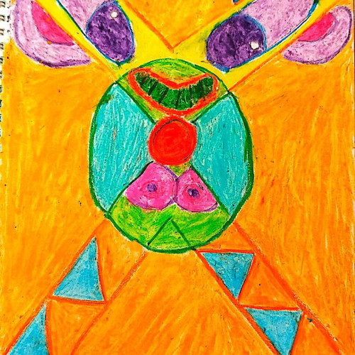 Oil pastel painting new "The Face of Imagination"