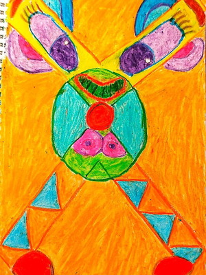 Oil pastel painting new "The Face of Imagination"