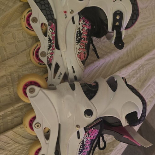 3K Adjustable Roller Skates used, size 30-33, pink and white
