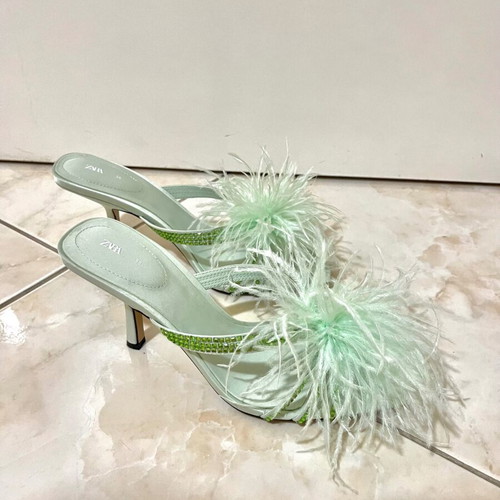 Zara turquoise mules new, size 38, 9 cm heel