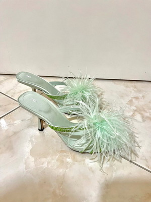 Zara turquoise mules new, size 38, 9 cm heel