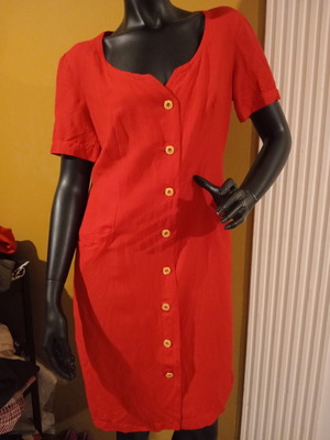 Marella vintage mid-90's midi dress red with gold buttons like new