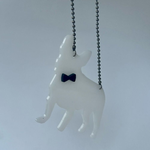 Bulldog pendant necklace new plexiglass with black bow