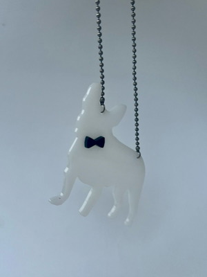 Bulldog pendant necklace new plexiglass with black bow