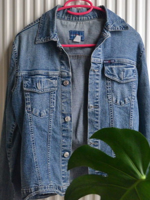 Denim women's jacket used, size S, blue