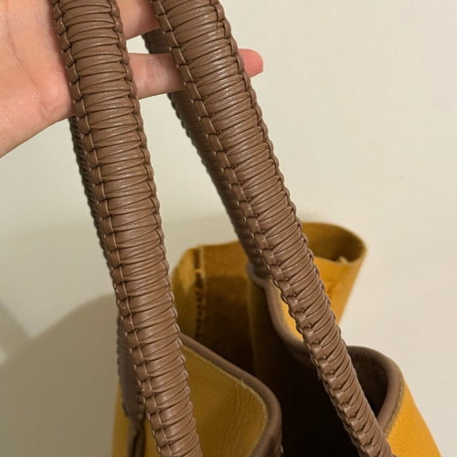 Callista grained leather tote large size used, yellow