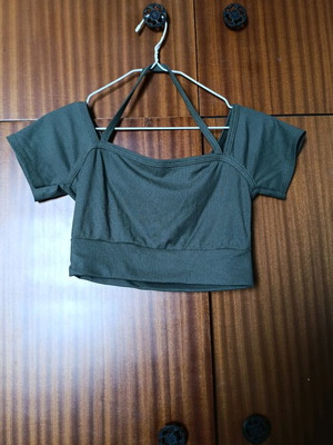 Crop top new khaki color with strap, size XS