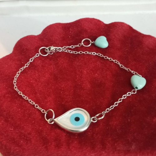Silver 925 bracelet with turquoise beads, like new, adjustable size