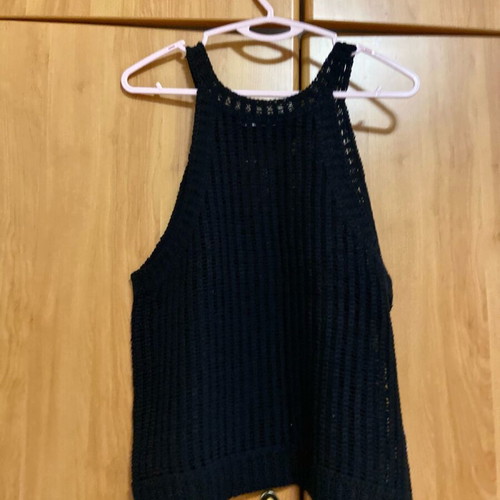 Mango sleeveless knitted black top