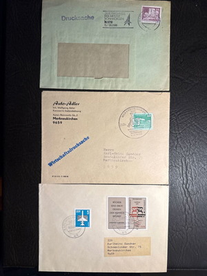 Set of 3 collectible East Germany (DDR) postal envelopes with stamps, new