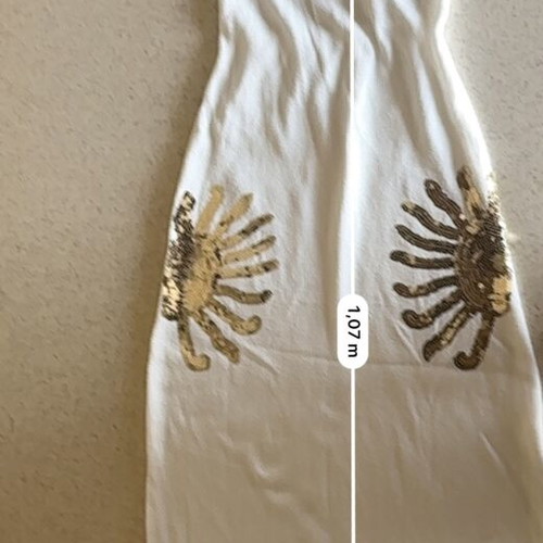 Shein white long knit summer dress with gold details