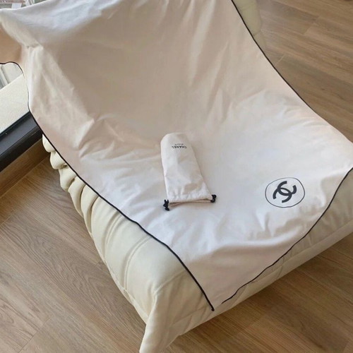 Chanel large microfiber towel, ecru, with box and storage pouch