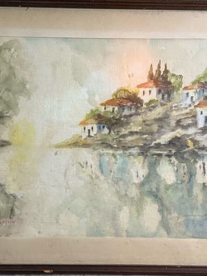 Πίνακας ζωγραφικής Ασαντουρ Μπαχαριαν ακουαρέλα σε χαρτόνι σαν καινούργιο 50x70