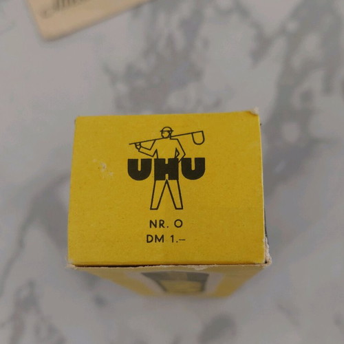 UHU glue with paper packaging and promotional envelope from 1960s used