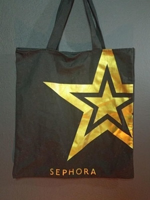 Sephora fabric shoulder bag like new, black with gold logo