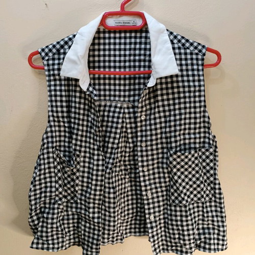 Bershka Sleeveless Gingham Shirt Like New, Cropped Style Medium