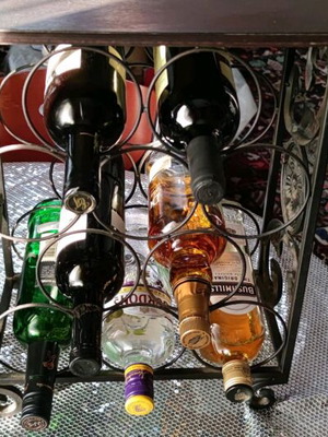 Wine Rack New Metal With Wooden Base 10 Bottles