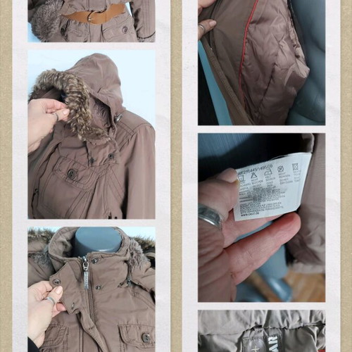 Cecil warm parka coat used, beige, large size