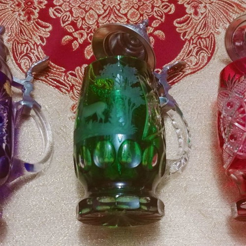 Collectible mugs/beer glasses 3 pcs., colored crystal Rudolf Kunze West Germany 50' - 90'