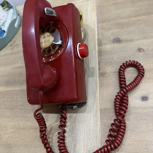Western Electric Wall Phone Model 554 used, vintage cherry red rotary
