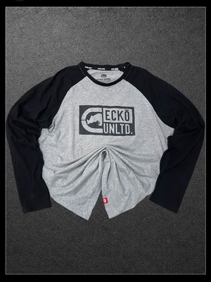 Ecko Unltd Raglan Long Sleeve Shirt Gray Black Size L like new