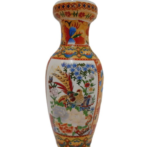 Chinese porcelain vase handpainted with birds and flowers, like new