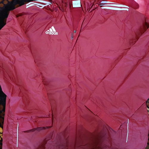 Adidas men's windbreaker jacket XL like new, red with white stripes