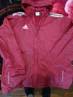 Adidas men's windbreaker jacket XL like new, red with white stripes