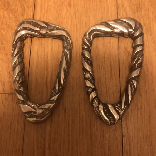 Roberto Cavalli vintage metal bag rings, silver effect, 2 pcs